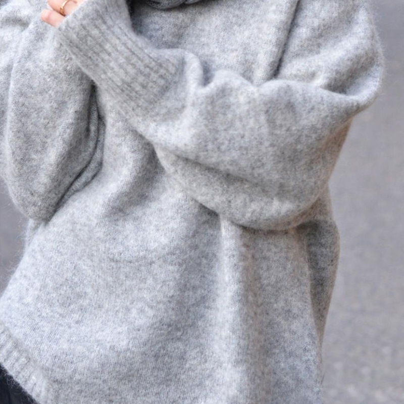 ファッションシックな女性のファッションOネックロングスリーブ厚手のプルオーバーニットセータールーズトップ ファッションシックな女性のファッションOネックロングスリーブ厚手のプルオーバーニットセータールーズトップ