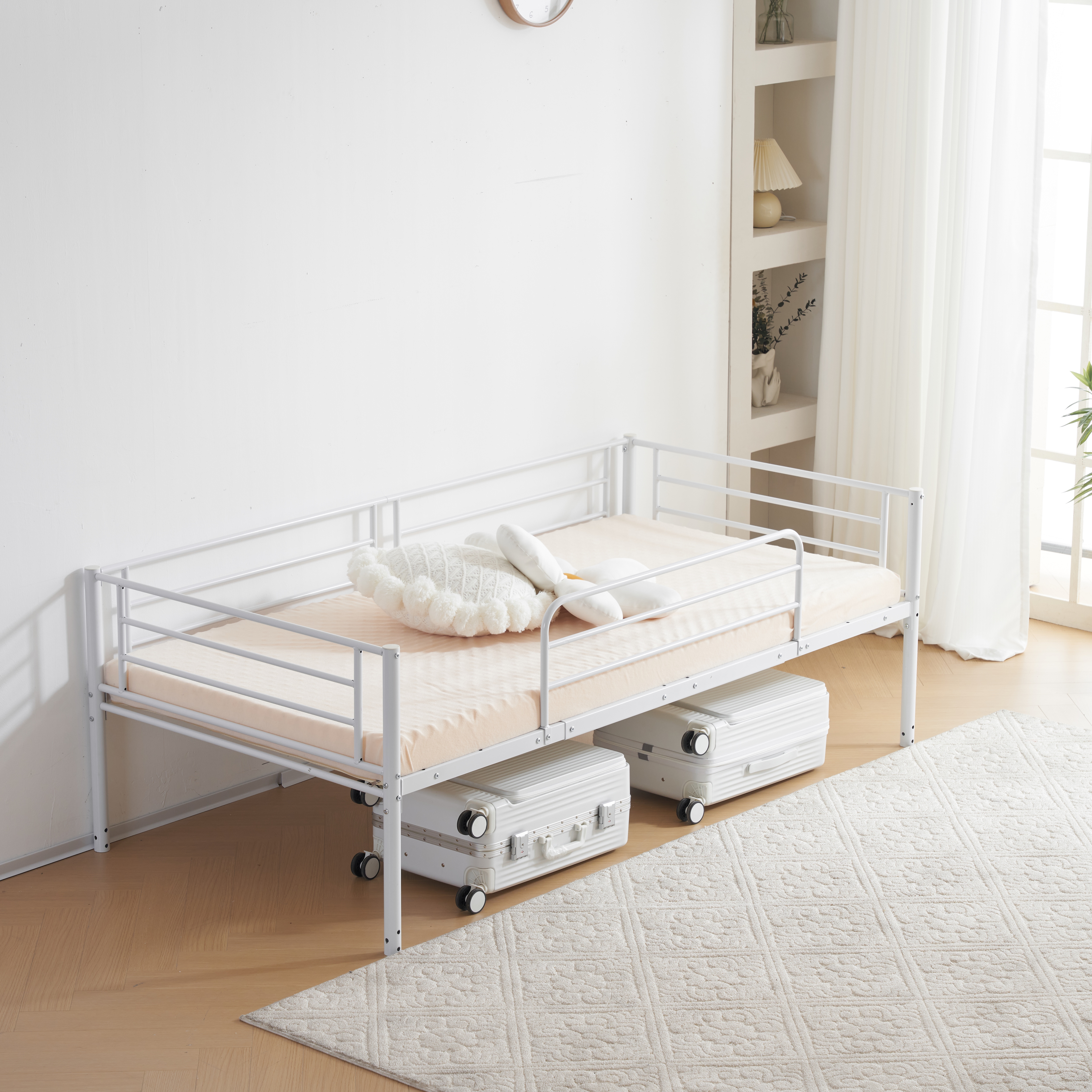 【新作】【ホワイト】ロフトベッド パイプベッド シングル ベッド デスク付 シングルベッド 木 収納 北欧風 子供部屋 スチール 耐震 ベッド 新作 【新作】【ホワイト】ロフトベッド パイプベッド シングル ベッド デスク付 シングルベッド 木 収納 北欧風 子供部屋 スチール 耐震 ベッド 新作