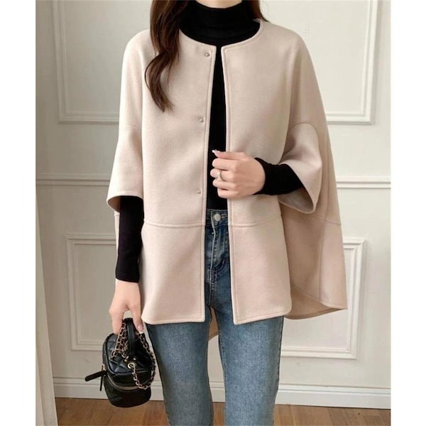 Qoo10] 新作セール ポンチョコート レディース