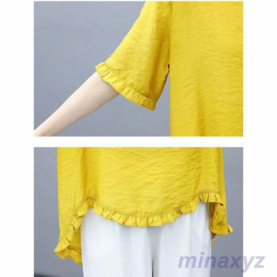 売れ セットアップ レディース ガウチョパンツ 夏 ワイドパンツ 上下セット リネン カジュアル 2点セット 半袖 おしゃれ 体型カバー 着痩入学式 通勤 上品 着痩せ