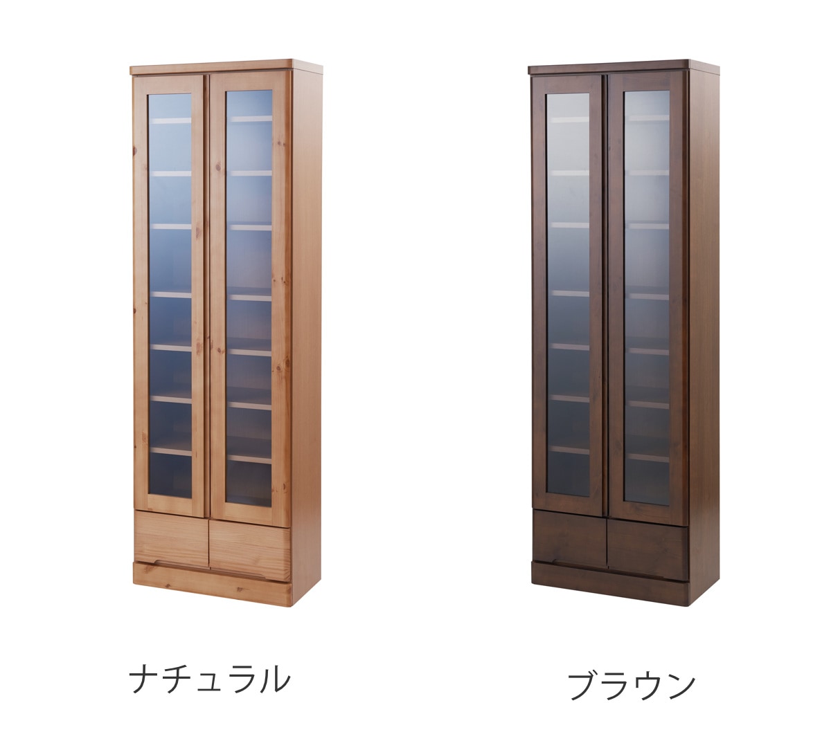 食器棚 カップボード 天然木 幅60cm 薄型ハイタイプ 完成品 食器収納 棚