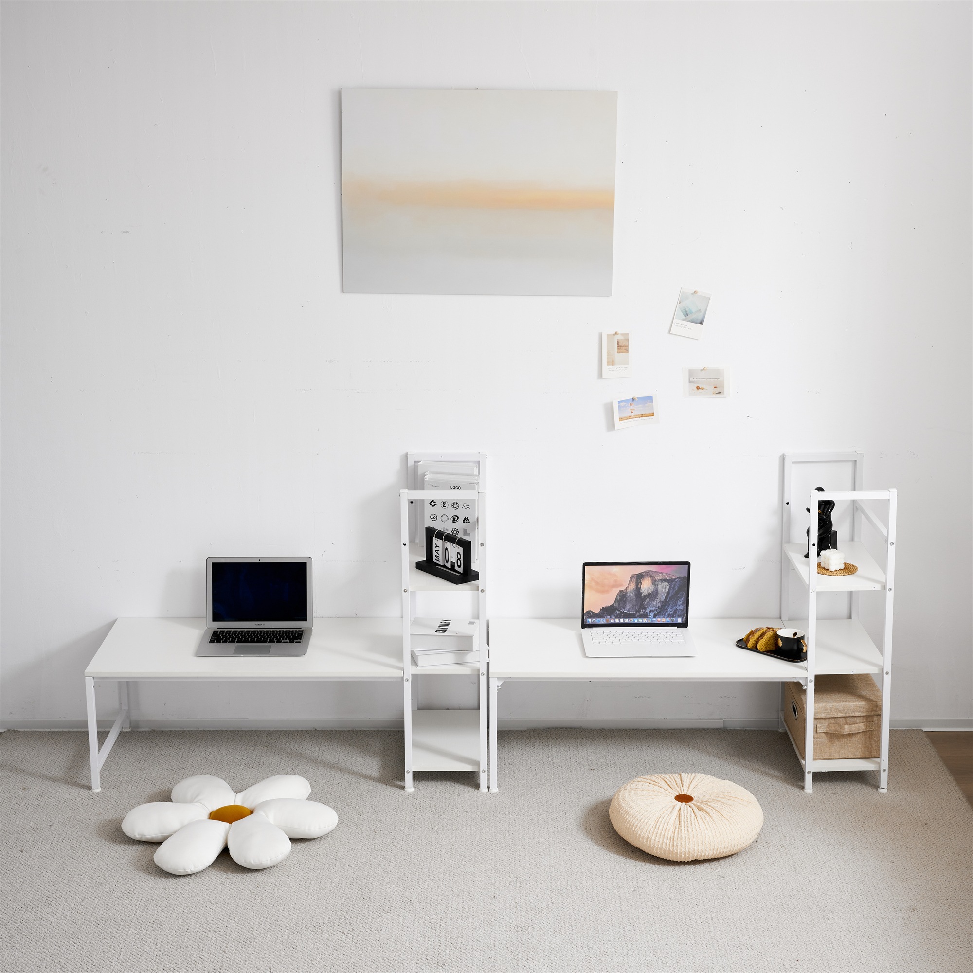 【ナチュラル】H型PCデスク ロータイプ一体型 ラック付き デスク ワークデスク 木製 学習デスク 【ナチュラル】H型PCデスク ロータイプ一体型 ラック付き デスク ワークデスク 木製 学習デスク