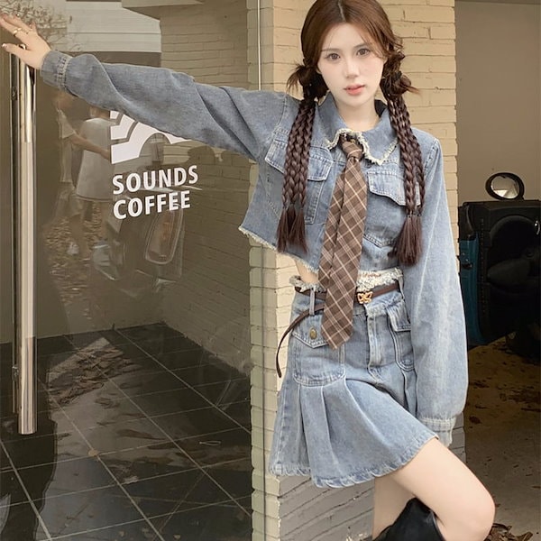 MONILE デニムジャケット　スカート　セット ステッチデニムジャケット&ミニスカートSET | レディースファッション