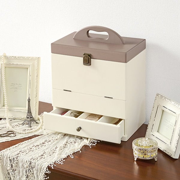 Qoo10] コスメボックス 三面鏡 アンティーク調