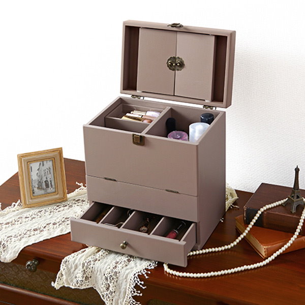 Qoo10] コスメボックス 三面鏡 アンティーク調