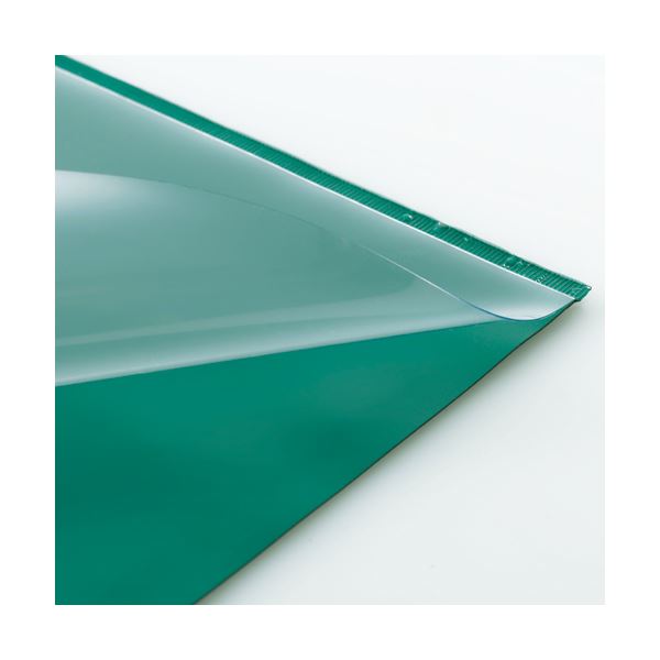 (まとめ) TANOSEE PVCデスクマット ダブル（下敷付） 990×690mm グリーン 1枚 (×5セット)