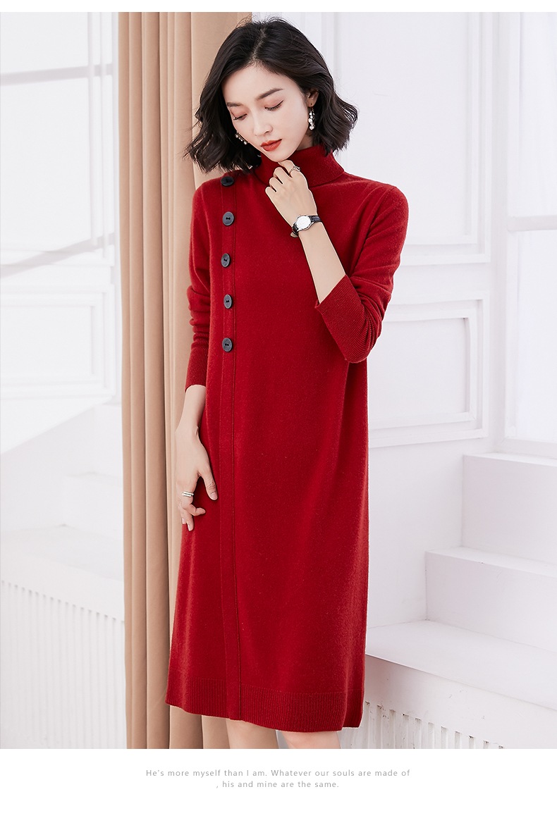 100%ピュアウールセーター タートルネック 膝上丈 ミドル丈 ファッションセーター 洋風 コート付 100%ピュアウールセーター タートルネック 膝上丈 ミドル丈 ファッションセーター 洋風 コート付