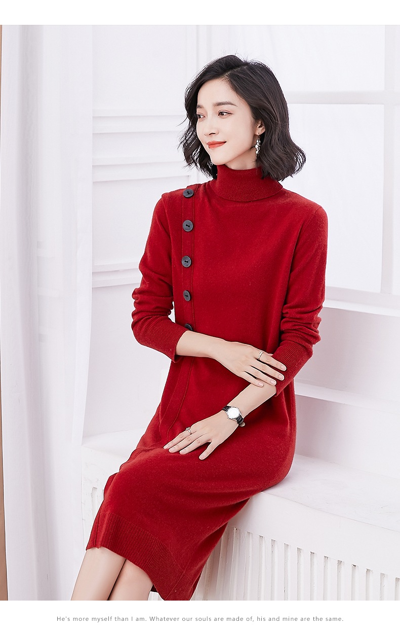 100%ピュアウールセーター タートルネック 膝上丈 ミドル丈 ファッションセーター 洋風 コート付 100%ピュアウールセーター タートルネック 膝上丈 ミドル丈 ファッションセーター 洋風 コート付