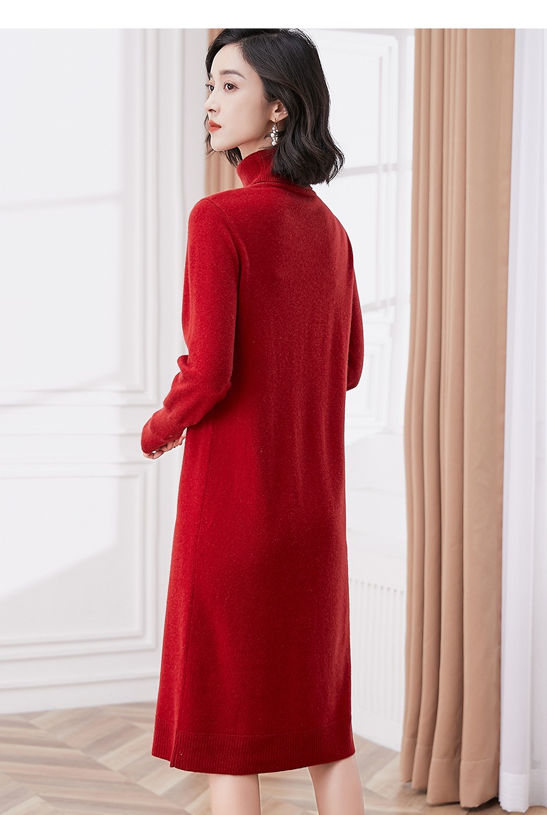 100%ピュアウールセーター タートルネック 膝上丈 ミドル丈 ファッションセーター 洋風 コート付 100%ピュアウールセーター タートルネック 膝上丈 ミドル丈 ファッションセーター 洋風 コート付