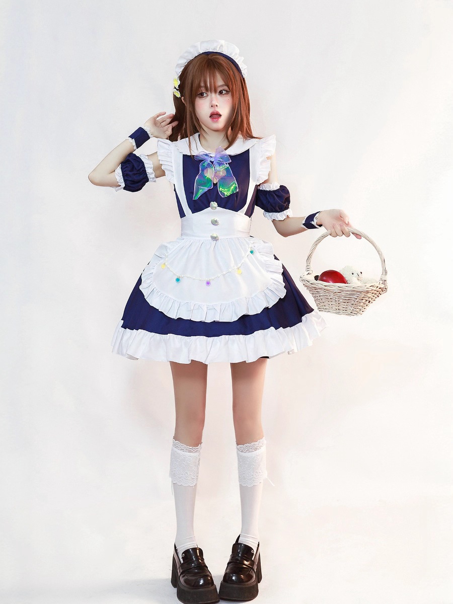 オリジナル日本製中空愛メイド服 大きいサイズメイド服 COSPLAY パフォーマンス衣装 ネット有名人生放送