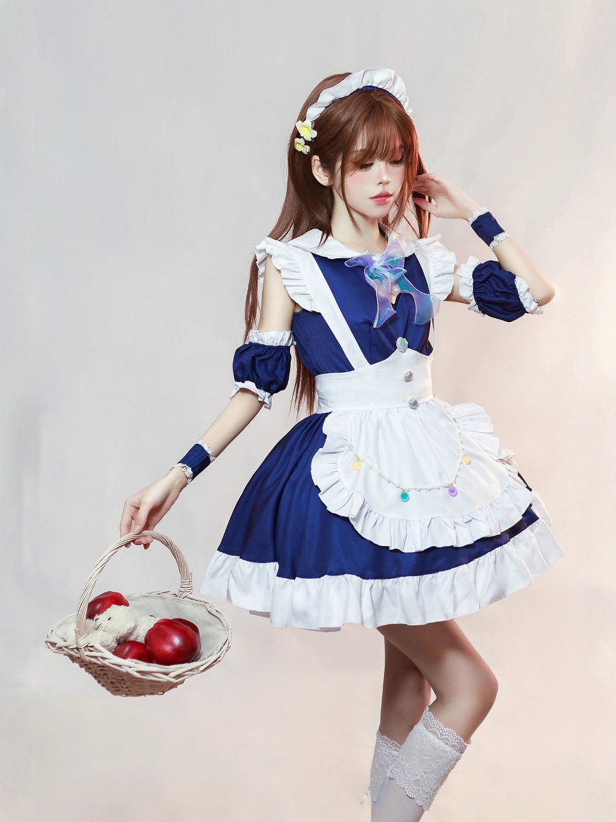 オリジナル日本製中空愛メイド服 大きいサイズメイド服 COSPLAY パフォーマンス衣装 ネット有名人生放送