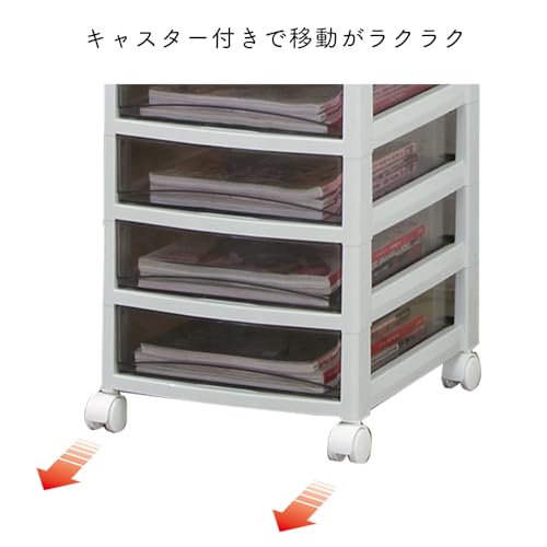 【中型10段】アイリスオーヤマ レターケース 引き出し段数組み換え可能 移動に便利なキャスター付き