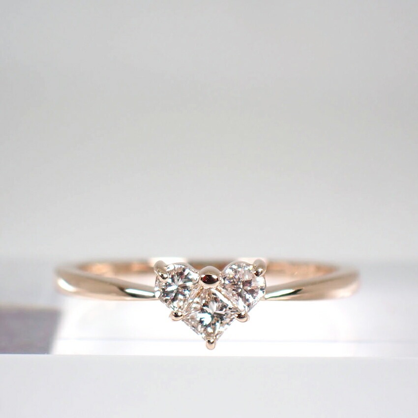 K18PGハートダイヤモンドリング 楽天市場】K18PG ハート ダイヤモンド リング【0.7ctUP】【送料