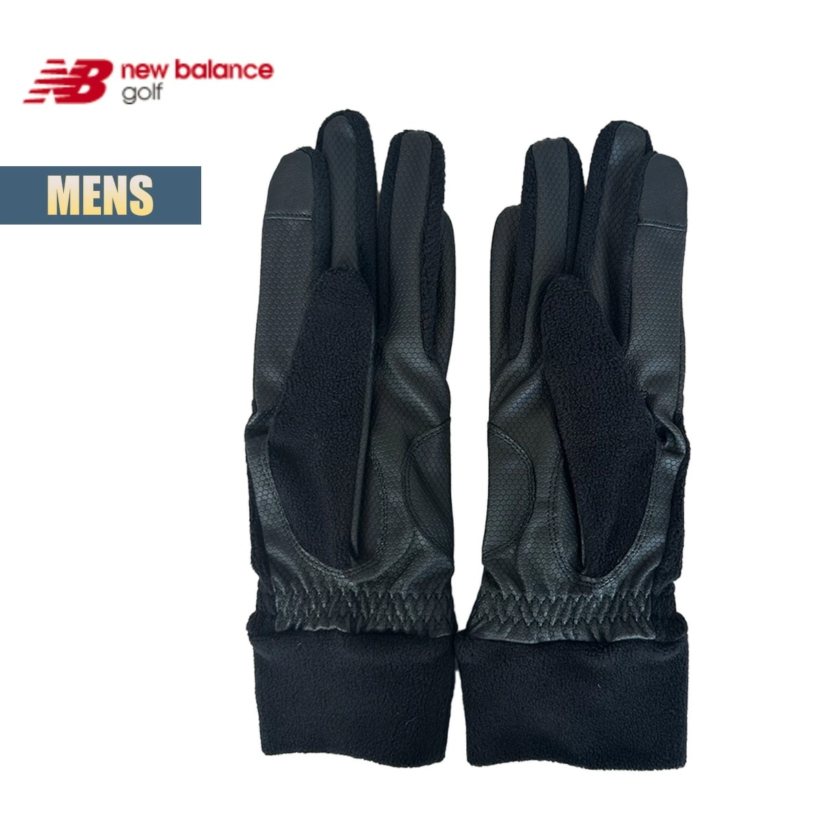 ゴルフ グローブ メンズ 両手用グローブ golf フリース素材 ロゴプリント ブランドロゴ 伸縮性 ゴルフアクセサリー 保温 寒さ対策 防寒 ブラック ホワイト ベージュ