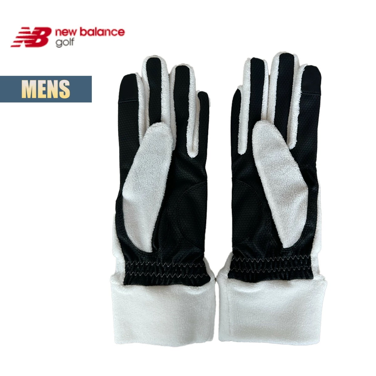 ゴルフ グローブ メンズ 両手用グローブ golf フリース素材 ロゴプリント ブランドロゴ 伸縮性 ゴルフアクセサリー 保温 寒さ対策 防寒 ブラック ホワイト ベージュ