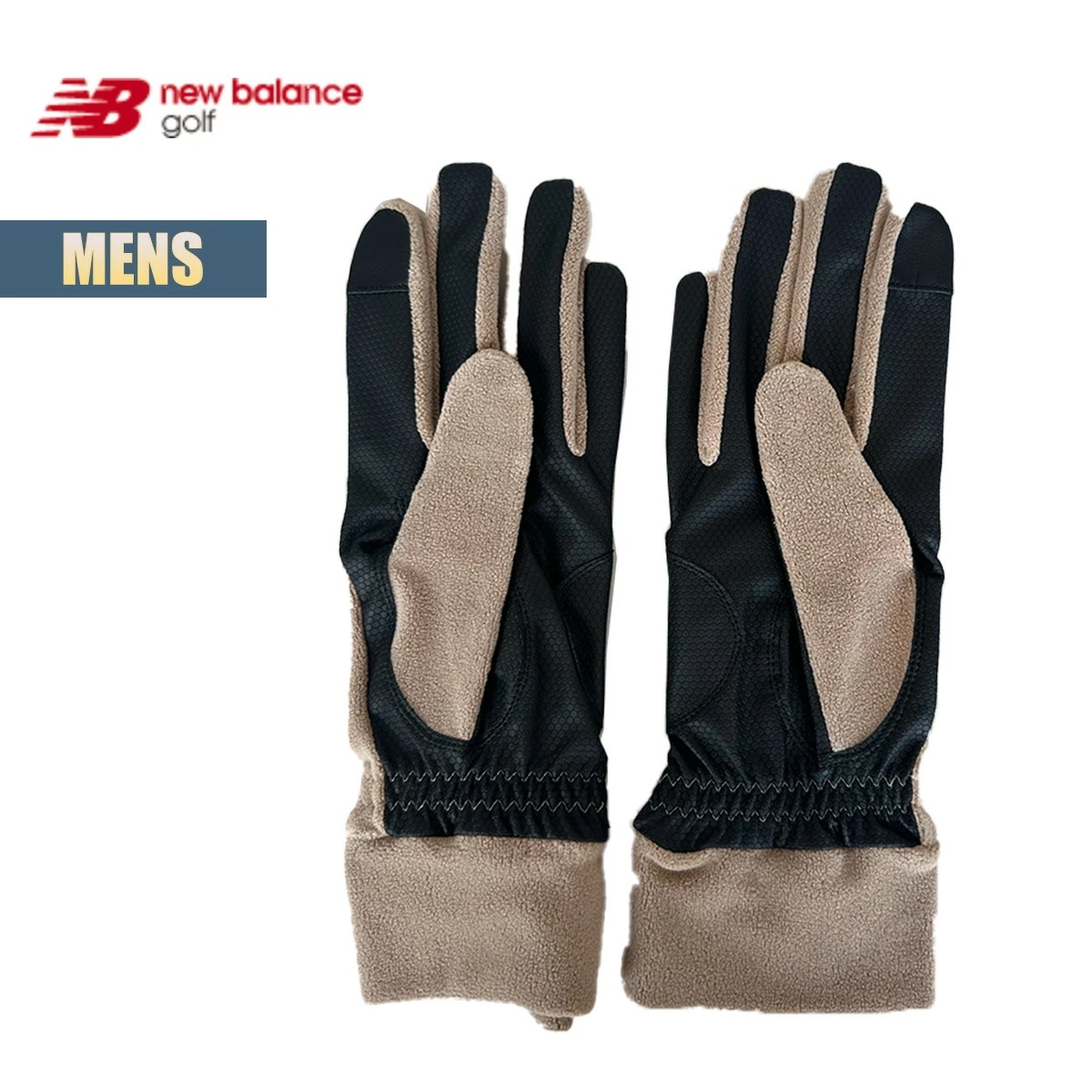 ゴルフ グローブ メンズ 両手用グローブ golf フリース素材 ロゴプリント ブランドロゴ 伸縮性 ゴルフアクセサリー 保温 寒さ対策 防寒 ブラック ホワイト ベージュ