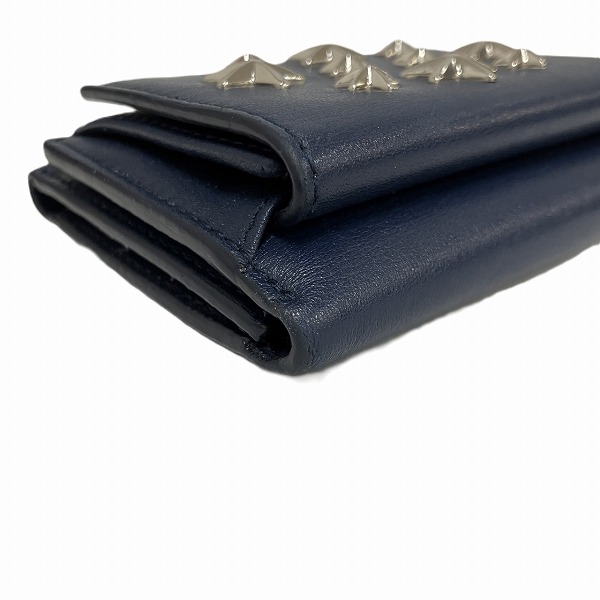 JIMMY CHOO ネイビー 三つ折り財布 スタッズ付き JIMMY CHOO ネイビー