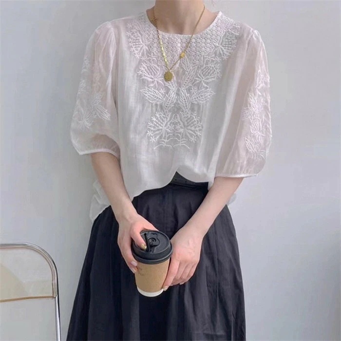 【20点セット】無料ボリューム袖 ブラウス レース ブラウス レディース 半袖 刺繡花柄レース トップス プルオーバー カットソー パフスリーブ ふんわり 透け感 キレイめ カジュアル 通勤 オフィス 【20点セット】無料ボリューム袖 ブラウス レース ブラウス レディース 半袖 刺繡花柄レース トップス プルオーバー カットソー パフスリーブ ふんわり 透け感 キレイめ カジュアル 通勤 オフィス