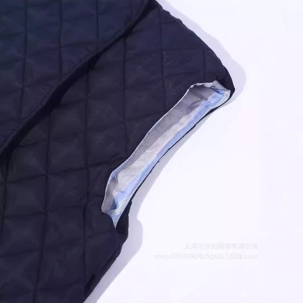 24 新しいスタイルのネイビー ブルー ダイヤモンド パターン綿ノースリーブ ベスト小さな香りのスタイル ジャケット ベスト 24 新しいスタイルのネイビー ブルー ダイヤモンド パターン綿ノースリーブ ベスト小さな香りのスタイル ジャケット ベスト