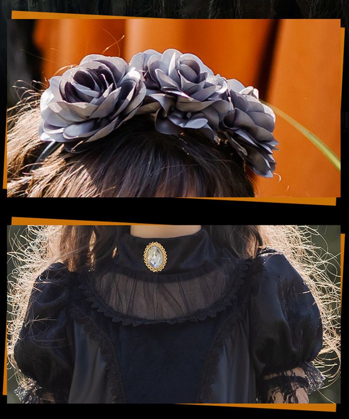 ハロウィン コスプレ キッズ　精霊　ハロウィン衣装 子供 キッズ 子供用 おばけ 幽霊 ゴースト コスプレ 子供服 ドレス かわいい　精霊衣装 パーティー イベント 姫系　全黒 スリラー hallow