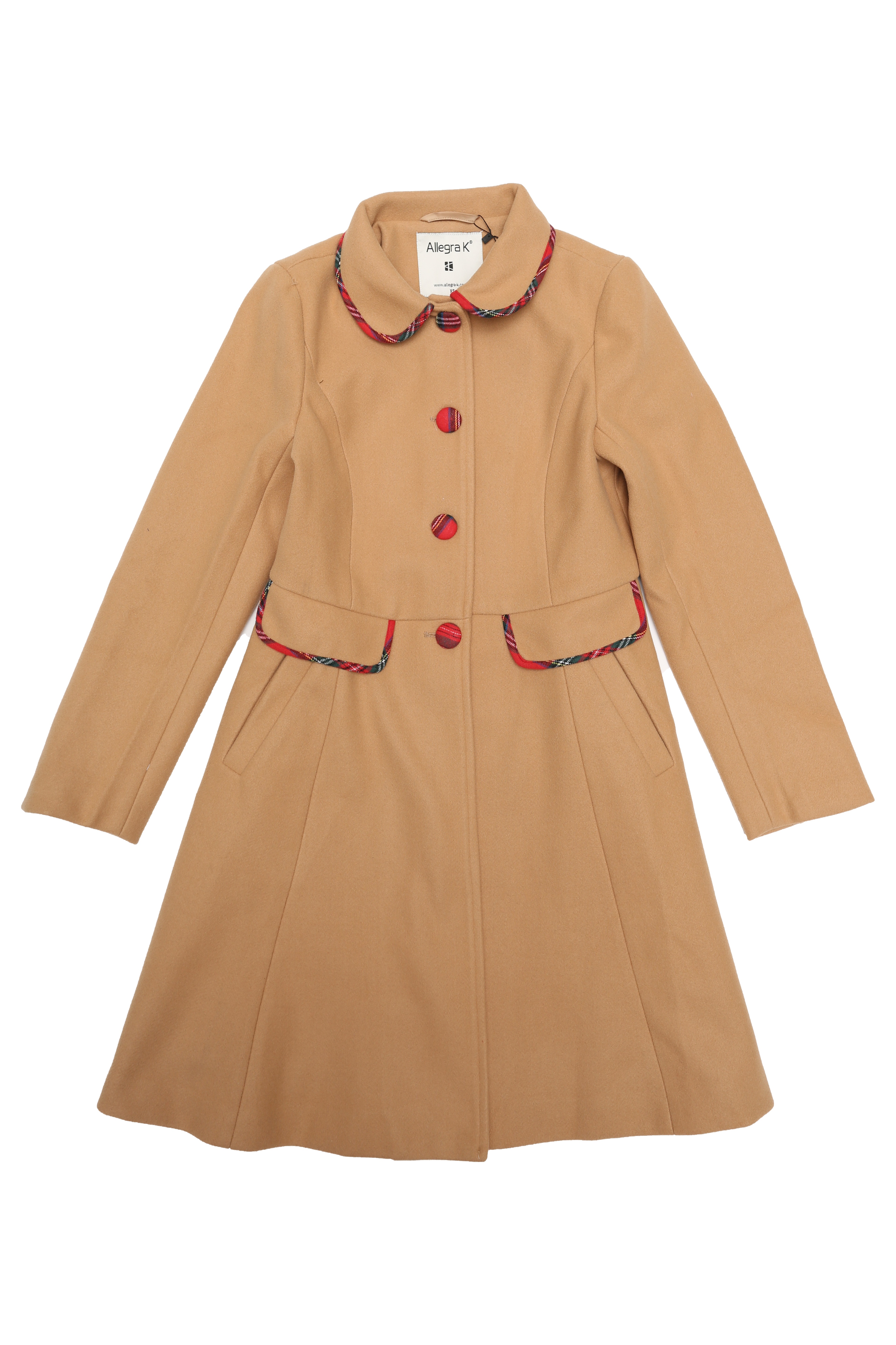 uxcell ロングコート 丸襟ジャケット コントラスト トリム シングルブレスト ウィンター レディース カーキ M uxcell ロングコート 丸襟ジャケット コントラスト トリム シングルブレスト ウィンター レディース カーキ M