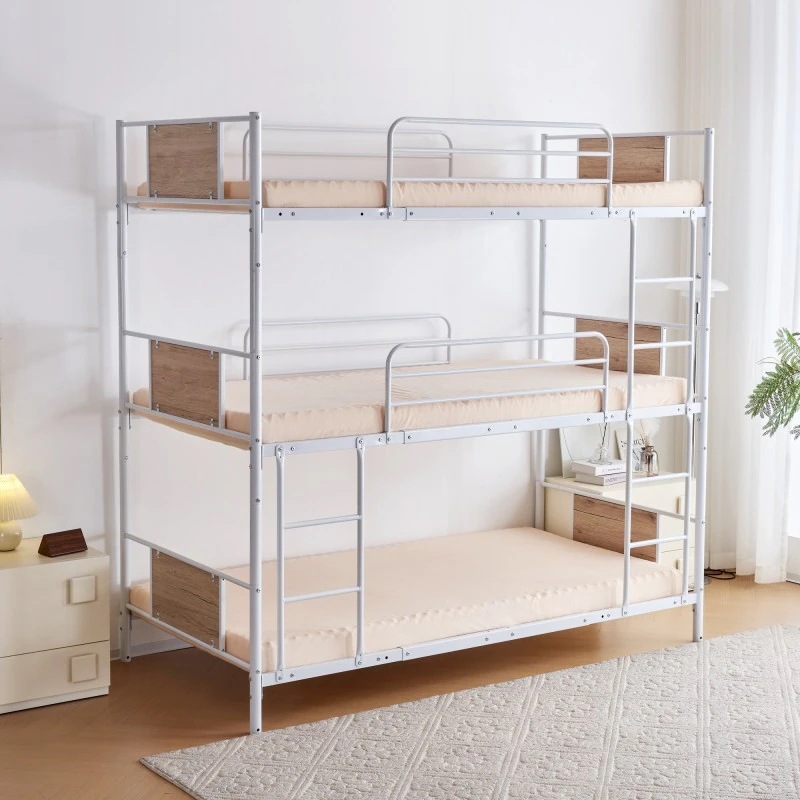 三段ベッド パイプベッド 分離可能 スチールベッド 子供部屋スチール 耐震 業務用 社員寮 学生寮 スチールベッド 二段ベッド 金属製