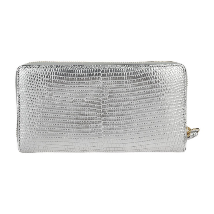 美品 GUCCI グッチ GGマーモント 456117 長財布 リザード シルバー