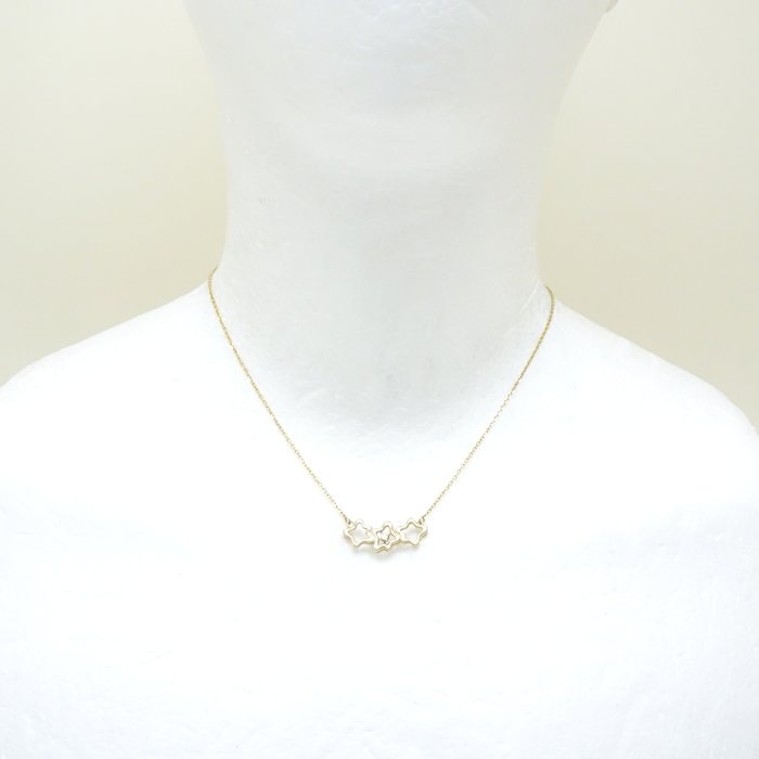 スリースター ネックレス ダイヤモンド0.02ct K18YG イエローゴールド/292288【中古】