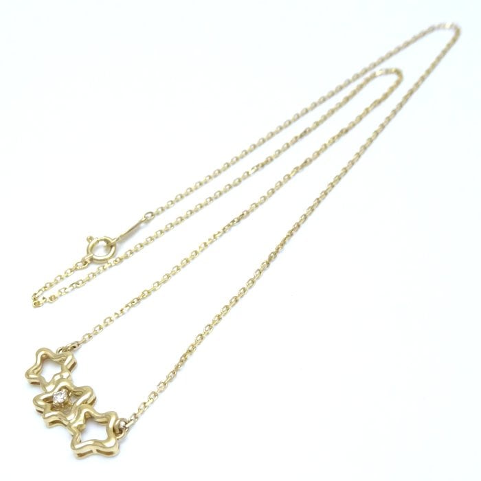 スリースター ネックレス ダイヤモンド0.02ct K18YG イエローゴールド/292288【中古】