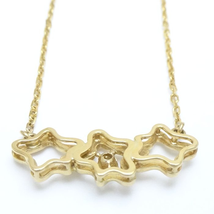 スリースター ネックレス ダイヤモンド0.02ct K18YG イエローゴールド/292288【中古】