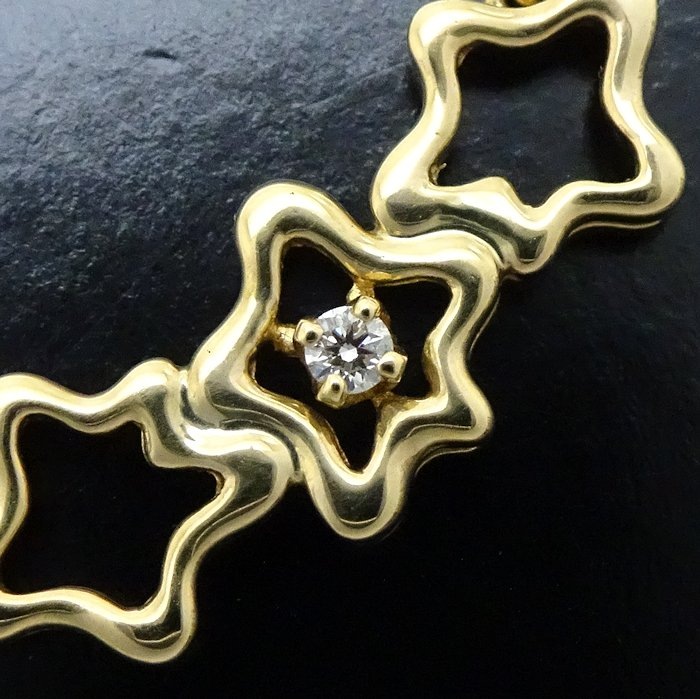 スリースター ネックレス ダイヤモンド0.02ct K18YG イエローゴールド/292288【中古】