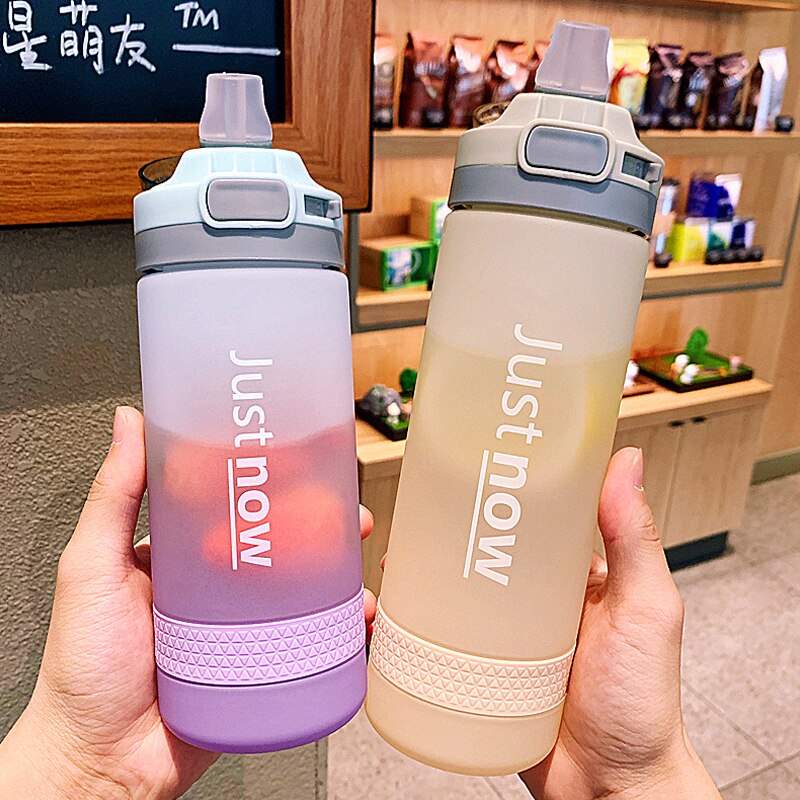ストロー付きクリエイティブフロストグラデーションプラスチックウォーターボトルかわいいキッズシッピーウ ストロー付きクリエイティブフロストグラデーションプラスチックウォーターボトルかわいいキッズシッピーウ