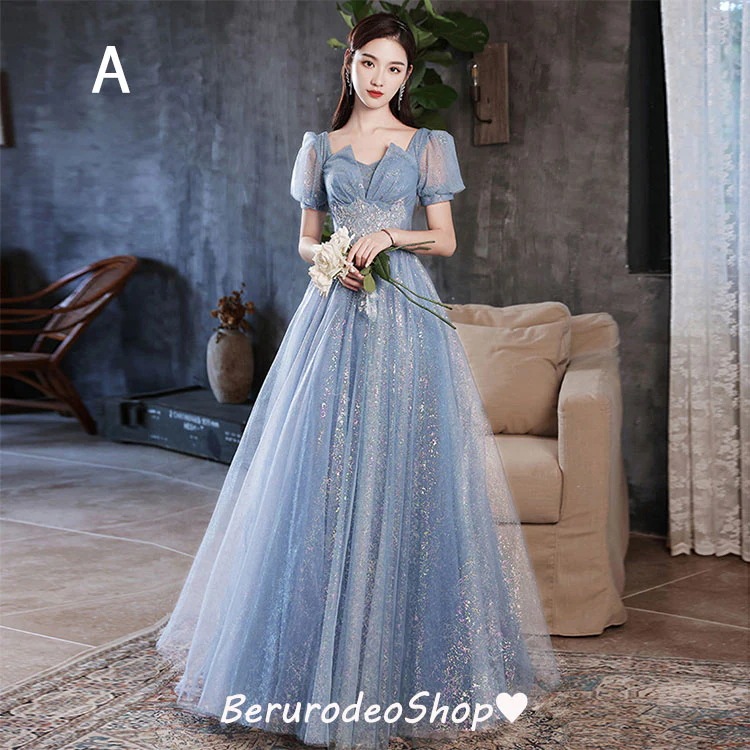 【急速出荷】人気 ロングドレス着痩せ 同窓会 結婚式 披露宴イブニングドレス ロングドレス ブルー ドレス ワイン赤 パフスリーブ Vネック 【急速出荷】人気 ロングドレス着痩せ 同窓会 結婚式 披露宴イブニングドレス ロングドレス ブルー ドレス ワイン赤 パフスリーブ Vネック