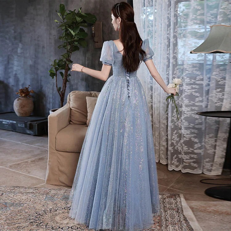 【急速出荷】人気 ロングドレス着痩せ 同窓会 結婚式 披露宴イブニングドレス ロングドレス ブルー ドレス ワイン赤 パフスリーブ Vネック 【急速出荷】人気 ロングドレス着痩せ 同窓会 結婚式 披露宴イブニングドレス ロングドレス ブルー ドレス ワイン赤 パフスリーブ Vネック