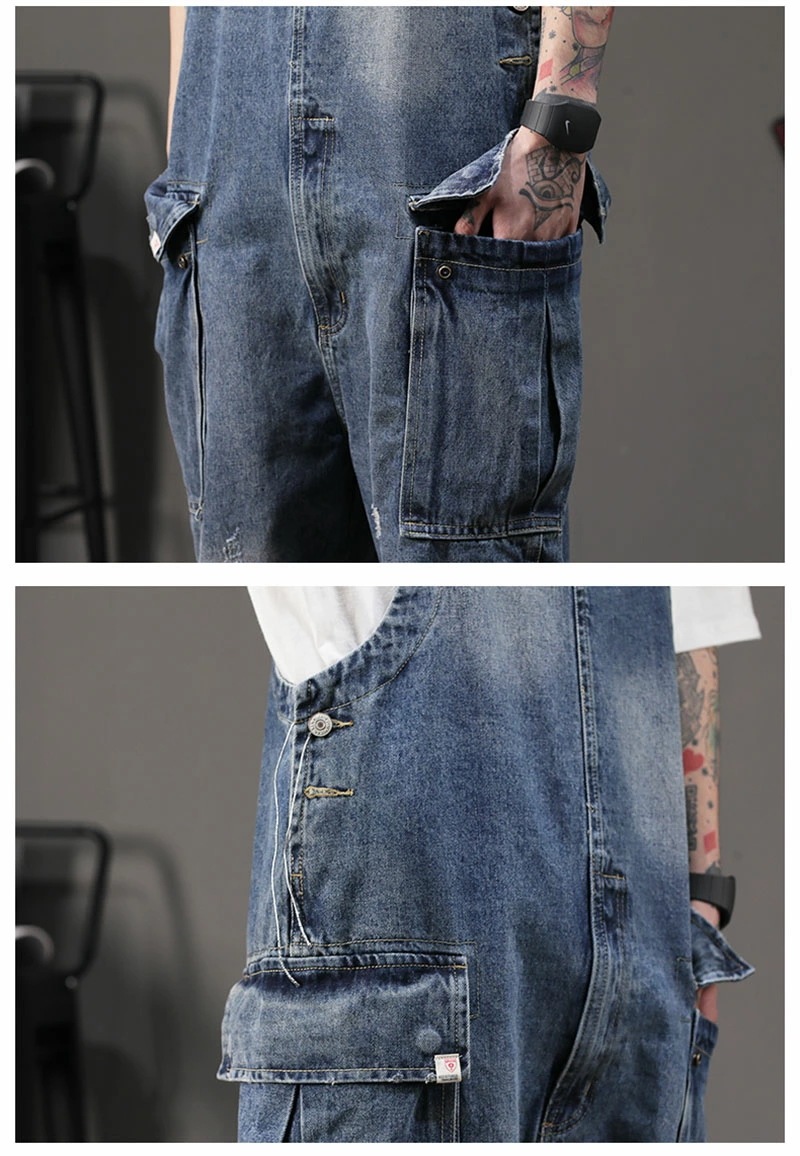 オーバーオール メンズ サロペット デニム ストレートフィット ゆったり つなぎ ツナギ メンズ デニム ジーンズ カーゴパンツ ロングパンツ M L XL 2XL ユニセックス大きいサイズ b系 ヒ