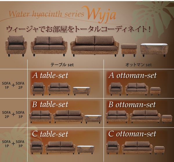 ウォーターヒヤシンスシリーズ [Wyja]ウィージャ テーブルBセット「2P+3P+テーブル」