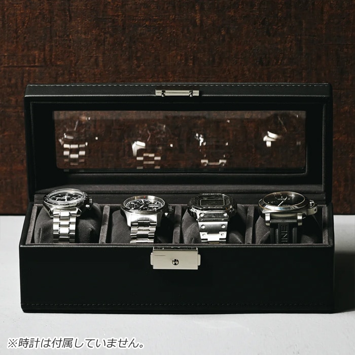 時計ケース 合皮ブラック 腕時計 4本収納 SE83520BK ブラック 時計ケース 合皮ブラック 腕時計 4本収納 SE83520BK ブラック