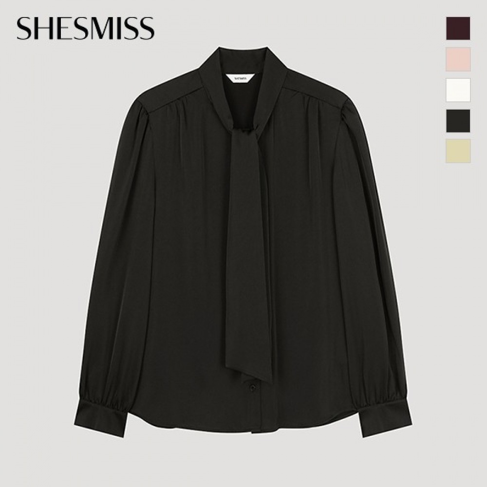 (シーズミス) シャーリングタイネックブラウス_SWWBLO41020 (シーズミス) シャーリングタイネックブラウス_SWWBLO41020