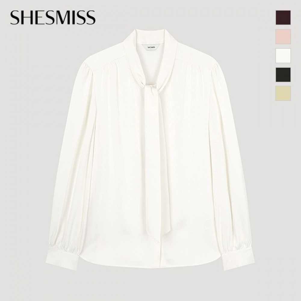 (シーズミス) シャーリングタイネックブラウス_SWWBLO41020 (シーズミス) シャーリングタイネックブラウス_SWWBLO41020