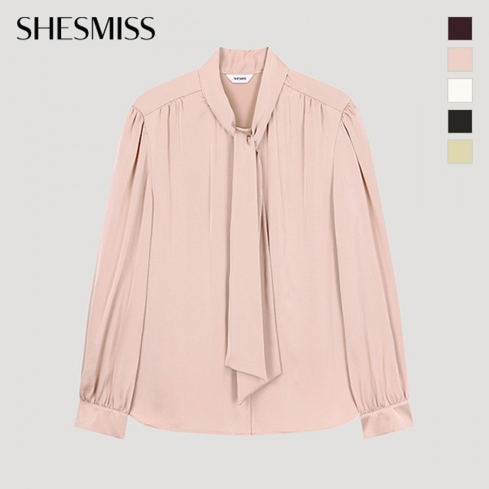 (シーズミス) シャーリングタイネックブラウス_SWWBLO41020 (シーズミス) シャーリングタイネックブラウス_SWWBLO41020