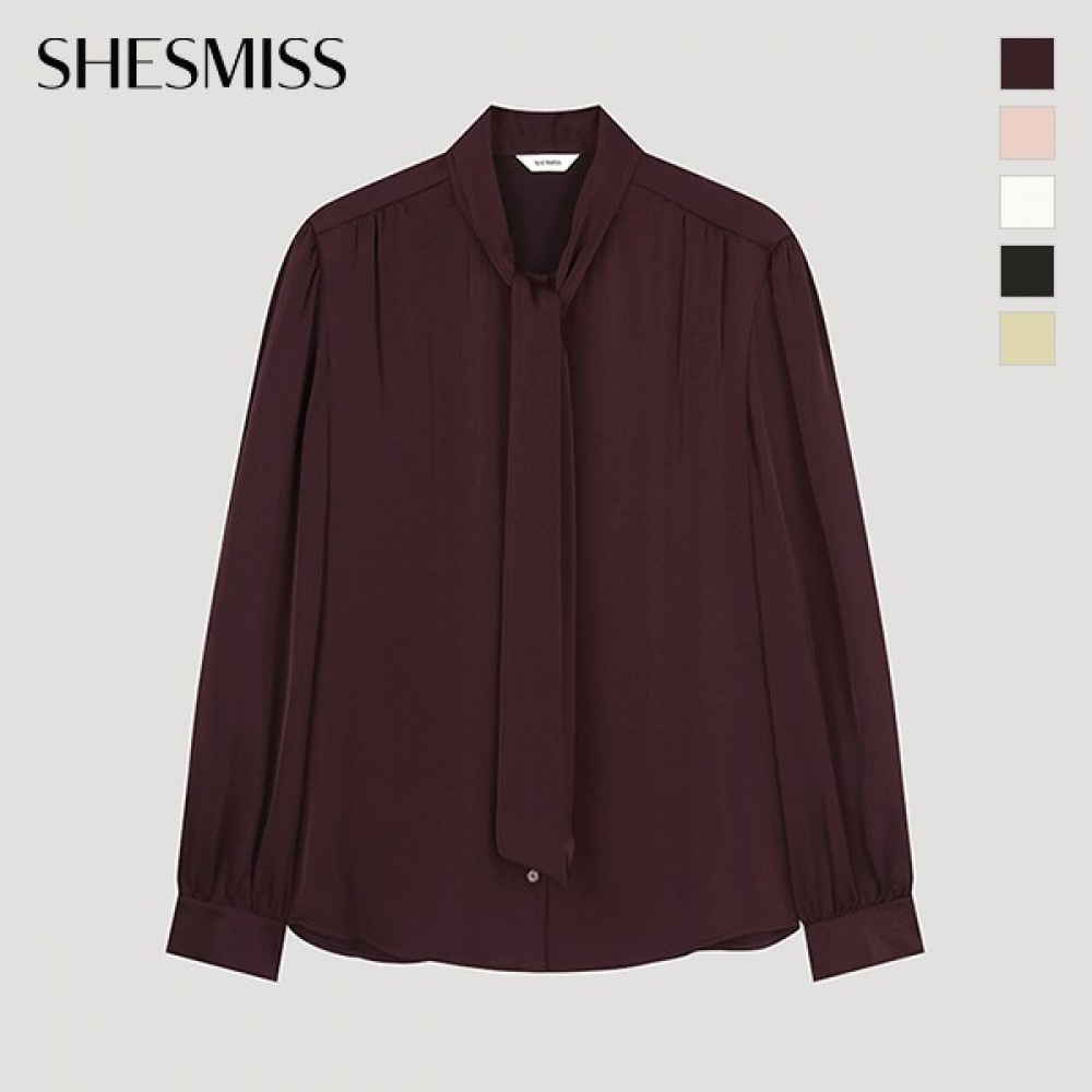 (シーズミス) シャーリングタイネックブラウス_SWWBLO41020 (シーズミス) シャーリングタイネックブラウス_SWWBLO41020