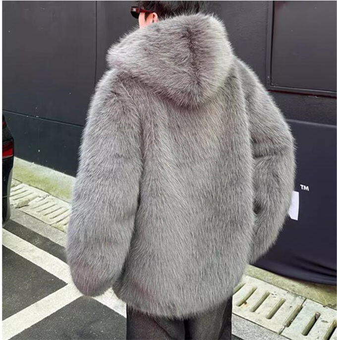 ファーコート メンズ 毛皮コート ショットコート アウター フォクス毛皮 フェイクファー ボアジャケット ジップアップ 厚手 フドー付き おしゃれ 暖かい 大きいサイズ 冬 冬物 贅沢 上品 ファッシ