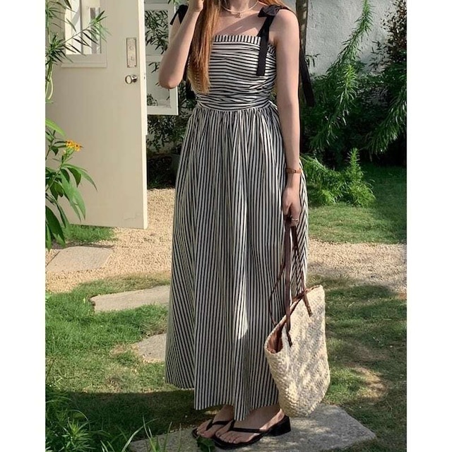 ワンピース レディース ショルダーリボンワンピース ストライプノースリーブワンピース 大人可愛い ママコーデ 韓国 人気 トレンド 新作 20代 30代 40代 きれいめ レトロ シンプル お出かけ ワンピース レディース ショルダーリボンワンピース ストライプノースリーブワンピース 大人可愛い ママコーデ 韓国 人気 トレンド 新作 20代 30代 40代 きれいめ レトロ シンプル お出かけ