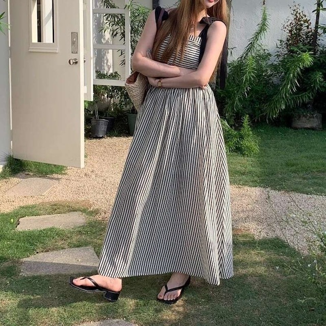 ワンピース レディース ショルダーリボンワンピース ストライプノースリーブワンピース 大人可愛い ママコーデ 韓国 人気 トレンド 新作 20代 30代 40代 きれいめ レトロ シンプル お出かけ ワンピース レディース ショルダーリボンワンピース ストライプノースリーブワンピース 大人可愛い ママコーデ 韓国 人気 トレンド 新作 20代 30代 40代 きれいめ レトロ シンプル お出かけ