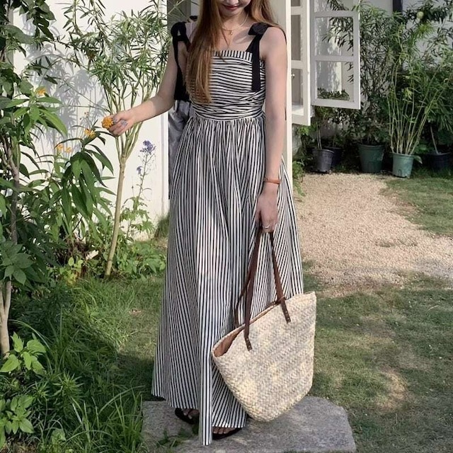 ワンピース レディース ショルダーリボンワンピース ストライプノースリーブワンピース 大人可愛い ママコーデ 韓国 人気 トレンド 新作 20代 30代 40代 きれいめ レトロ シンプル お出かけ ワンピース レディース ショルダーリボンワンピース ストライプノースリーブワンピース 大人可愛い ママコーデ 韓国 人気 トレンド 新作 20代 30代 40代 きれいめ レトロ シンプル お出かけ