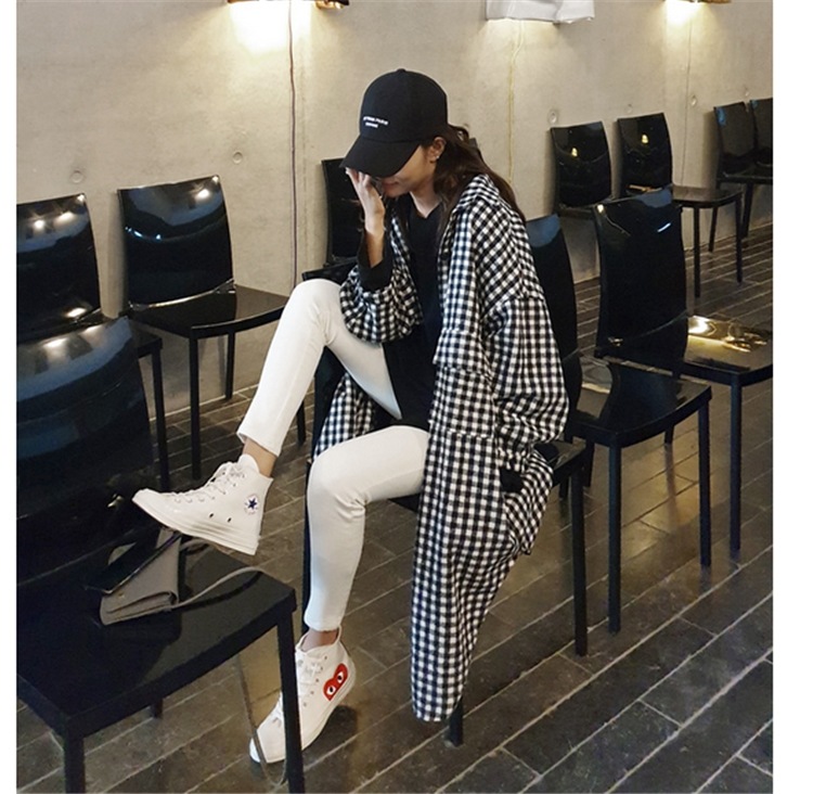 モノトーン ギンガムチェック オーバーサイズシャツ レディース トップス ロング 丈長め 長袖 襟付き 角襟 ストレート 前開き 綿 コットン 大人可愛い きれいめ シンプル 上品 おしゃれ