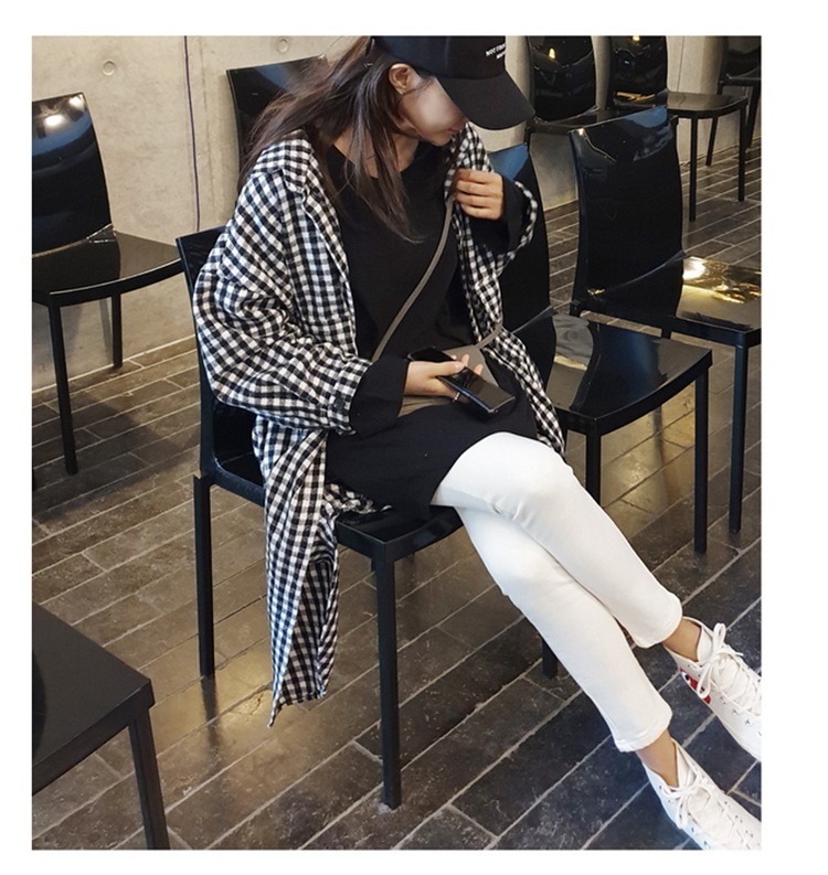 モノトーン ギンガムチェック オーバーサイズシャツ レディース トップス ロング 丈長め 長袖 襟付き 角襟 ストレート 前開き 綿 コットン 大人可愛い きれいめ シンプル 上品 おしゃれ