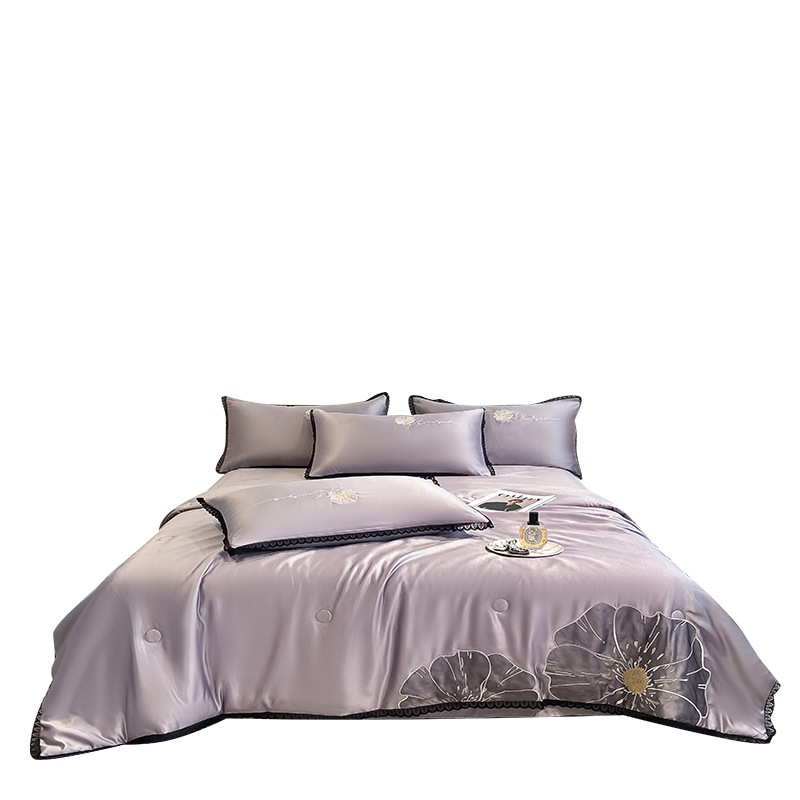 Nantong Home Textile Wholesale Ice Silk Embroidered Summer Cool Quilt 3 4ピースセットセットシングルウォッシュシルクエアコンキル Nantong Home Textile Wholesale Ice Silk Embroidered Summer Cool Quilt 3 4ピースセットセットシングルウォッシュシルクエアコンキル