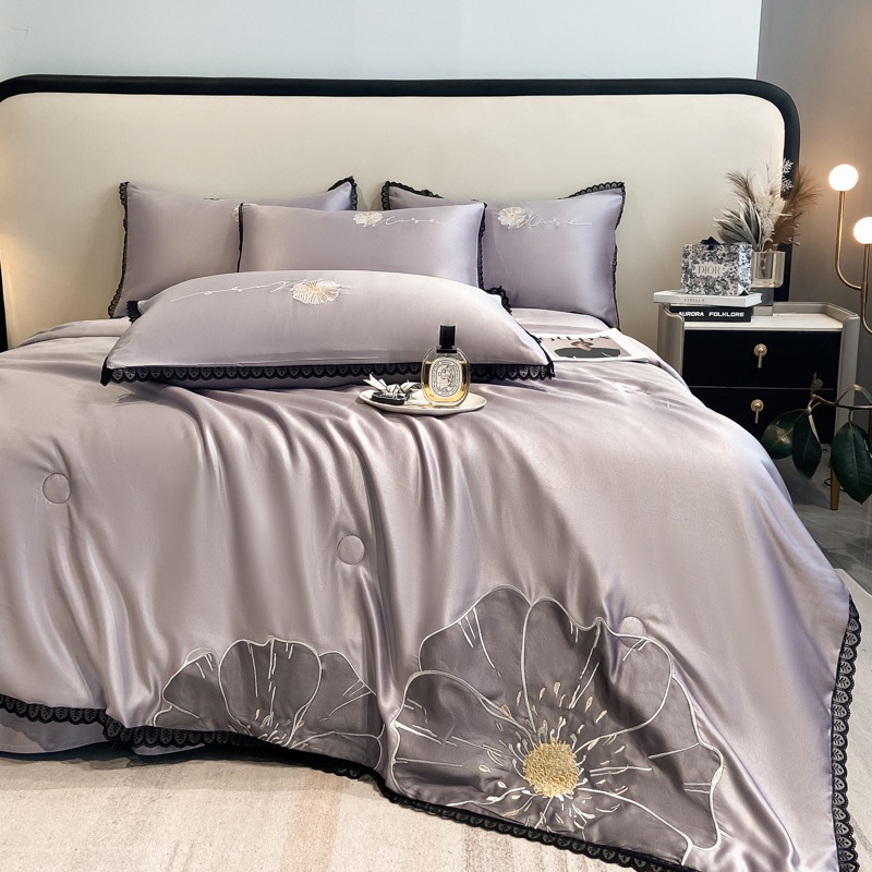 Nantong Home Textile Wholesale Ice Silk Embroidered Summer Cool Quilt 3 4ピースセットセットシングルウォッシュシルクエアコンキル Nantong Home Textile Wholesale Ice Silk Embroidered Summer Cool Quilt 3 4ピースセットセットシングルウォッシュシルクエアコンキル