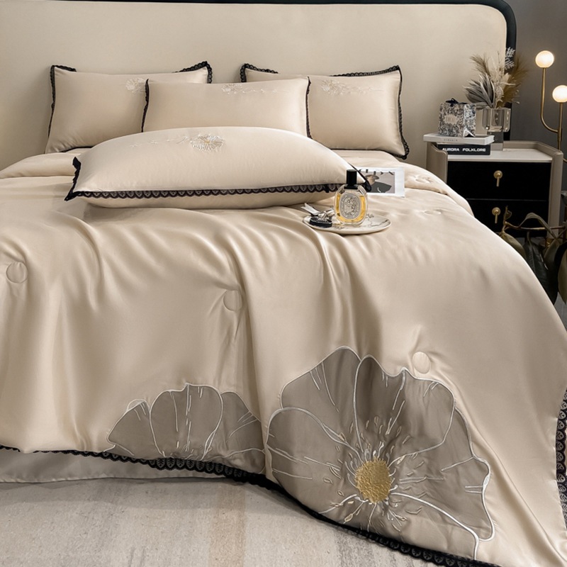 Nantong Home Textile Wholesale Ice Silk Embroidered Summer Cool Quilt 3 4ピースセットセットシングルウォッシュシルクエアコンキル Nantong Home Textile Wholesale Ice Silk Embroidered Summer Cool Quilt 3 4ピースセットセットシングルウォッシュシルクエアコンキル